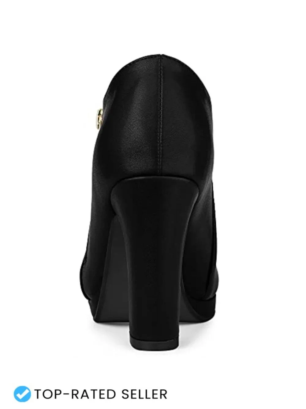 Allegra K Women's Platform Round Toe Chunky Heel Ankle Booties Faux Leather